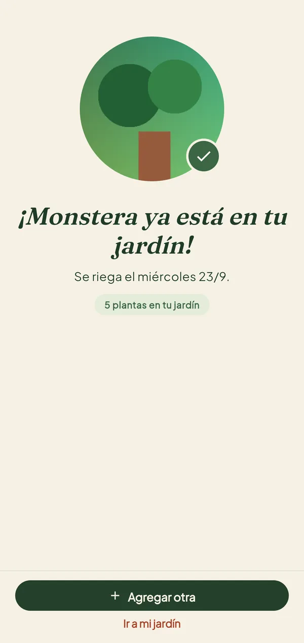 Pantalla que reconoce una planta por foto