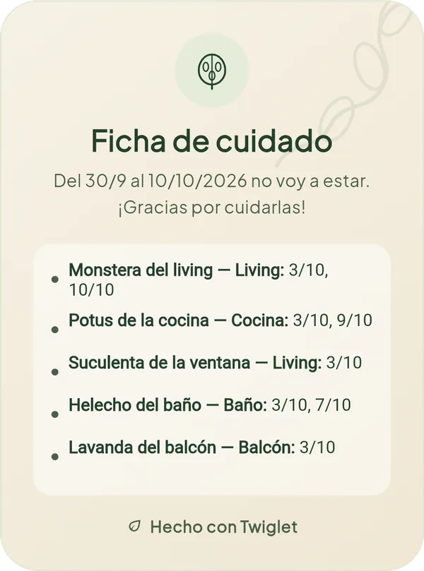 Ficha de cuidado para compartir con un cuidador